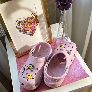 CROCS Kids Light Pink Sandals with Cute Charms